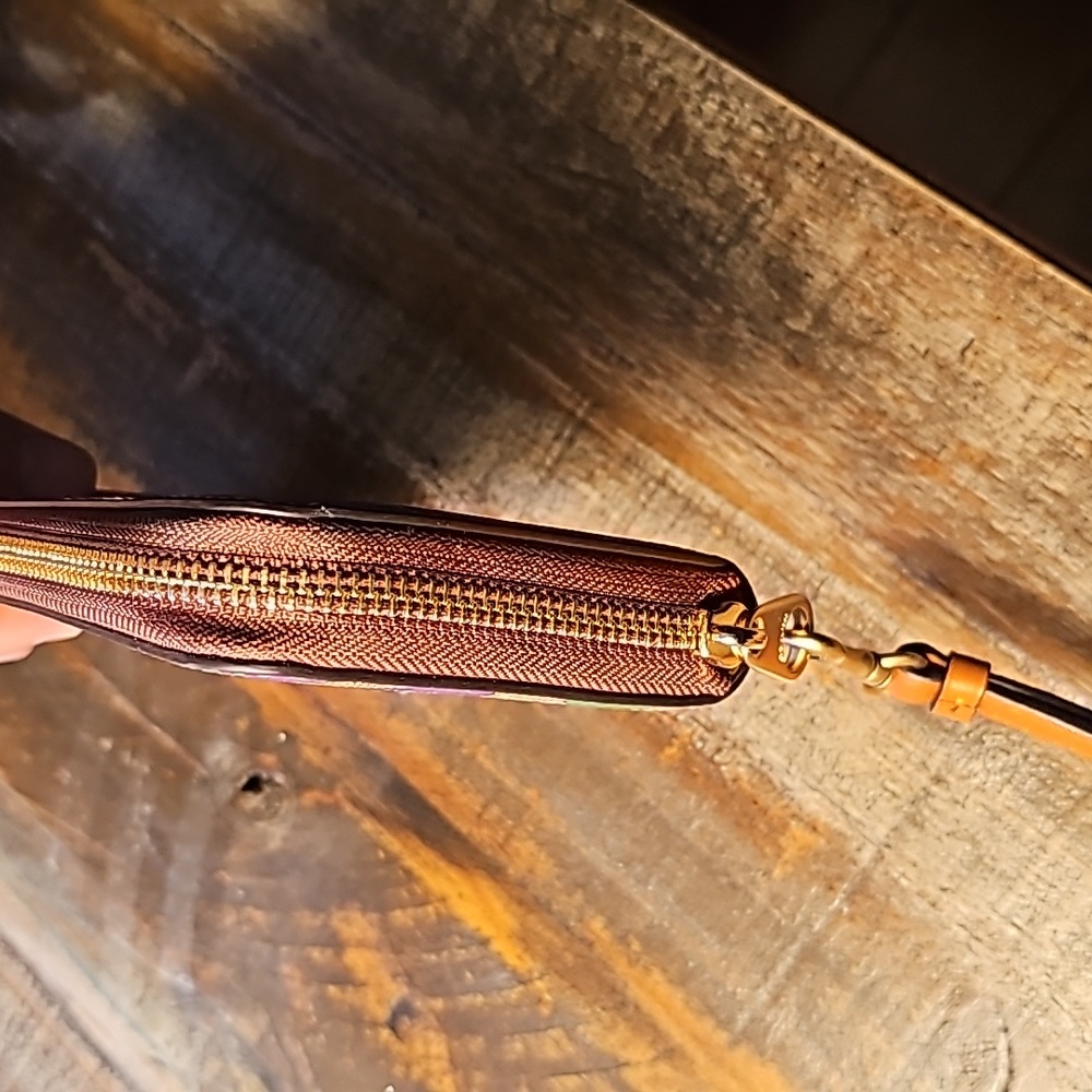 Coach Long Zip Around Wallet In Rainbow Signature Canvas - Picture 9 of 13